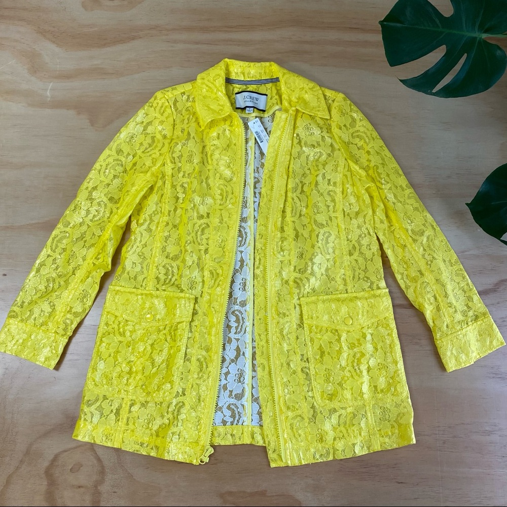 J Crew Collection • yellow lace coated spring jacket • size: S • NWT